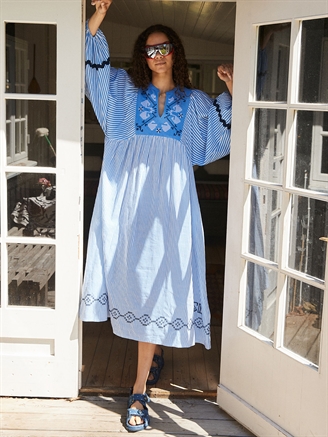 Sissel Edelbo Beate Organic Linen/Cotton Dress Blue White